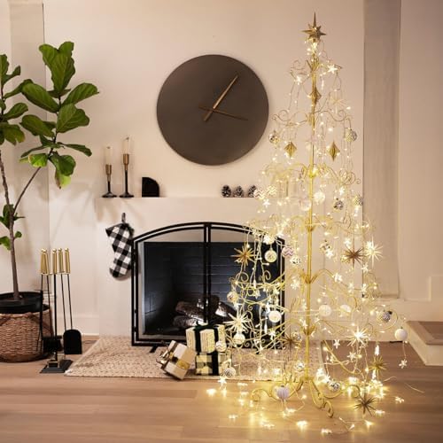 Barton 64ft Wrought Iron Christmas Hooks Display Stand - Gold