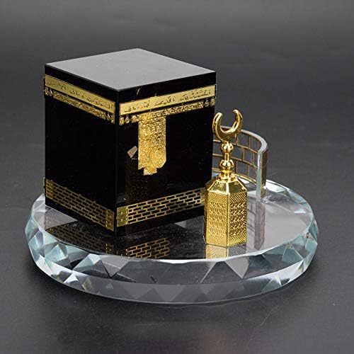 Muslim Crystal Gilded Kaaba Clock Tower Miniature Model
