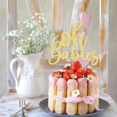 Gold Glitter Oh Babies Cake Topper for Twins