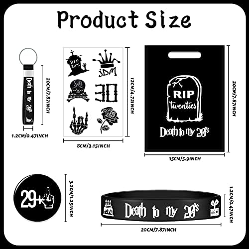 60PCS Death to My 20s Party Favors Black 30th Birthday Supplies