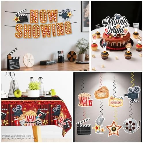 157pcs Movie Night Supplies Set with Plates and Tablecloths