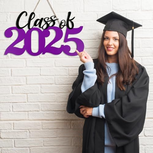 Class of 2025 Purple Wooden Graduation Sign
