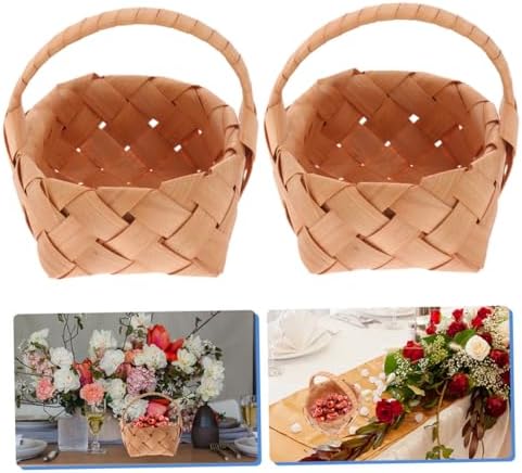 Handheld Wedding Bouquet Basket Set 4pcs Mini Wicker Rattan Baskets