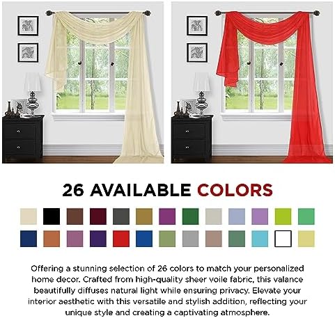Sapphire Home Window Scarf Valance Curtains - Taupe 54 x 216 1 pc