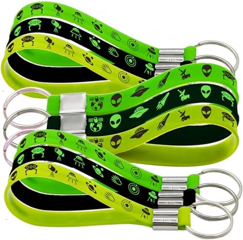 24 Piece Green Alien Rubber Keychains Party Favors