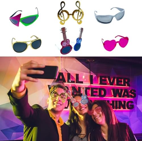 HEYTOP 50 Pcs Rock Party Photo Booth Props Set for Adults