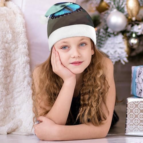 Santa Hat with Blue Butterfly Design for Christmas Party