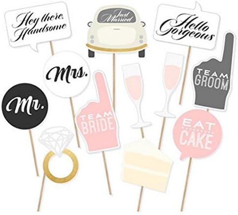 Wedding Photo Booth Props Kit 12 Pcs DIY Fun Accessories