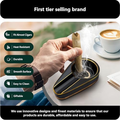 Roygra Cigar Ashtray Portable Travel Black