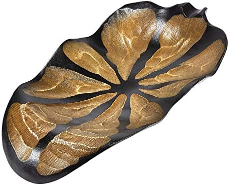AeraVida Curvy Leaf Shaped 2-Tone Stained Wooden Serving Bowl