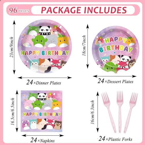 96Pcs Cute Animal Birthday Decorations Set