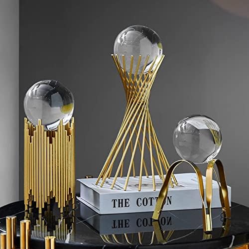 Eoiips Gold Metal Crystal Ball Sculpture Home Decor