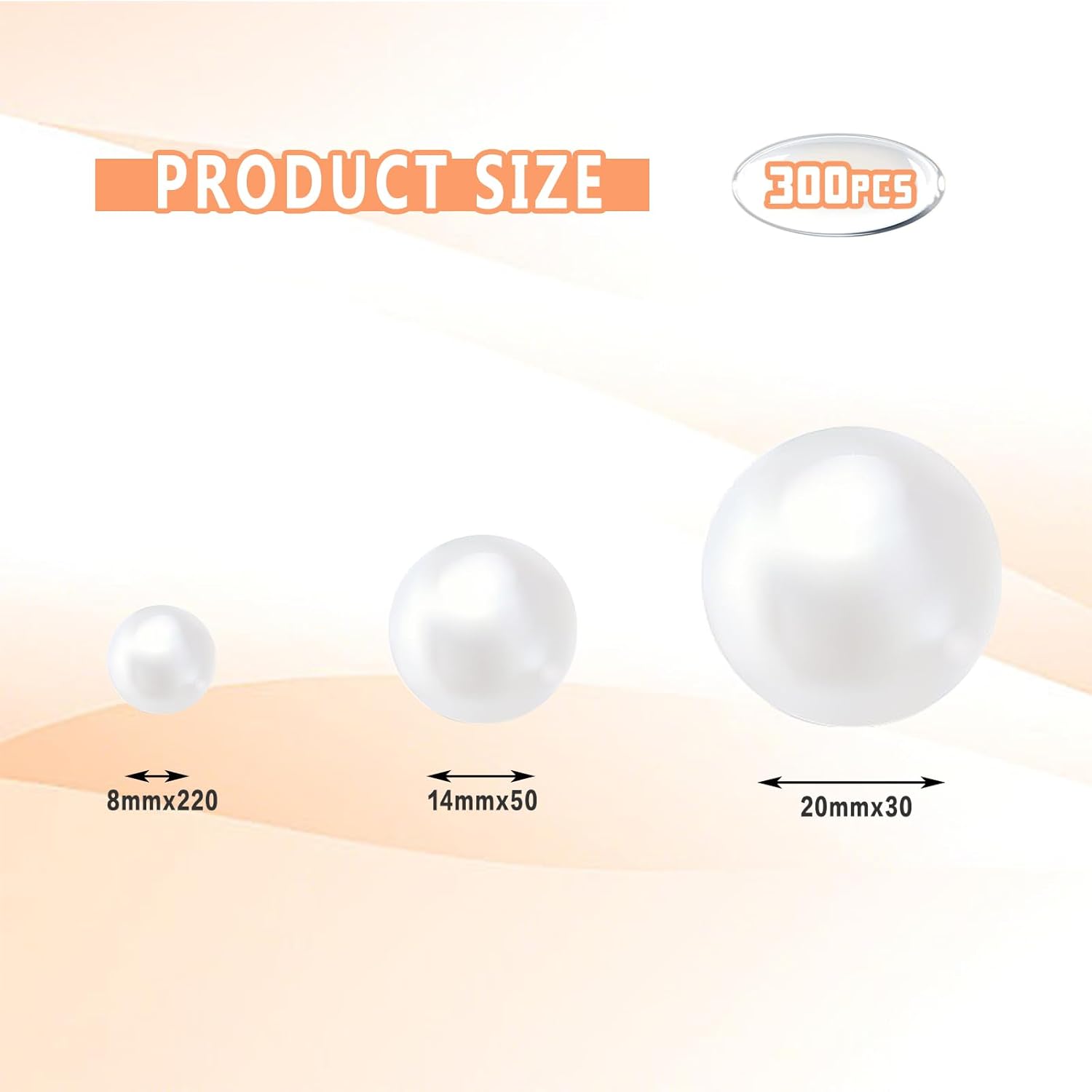 300Pcs White No Hole Faux Pearl Vase Filler Beads