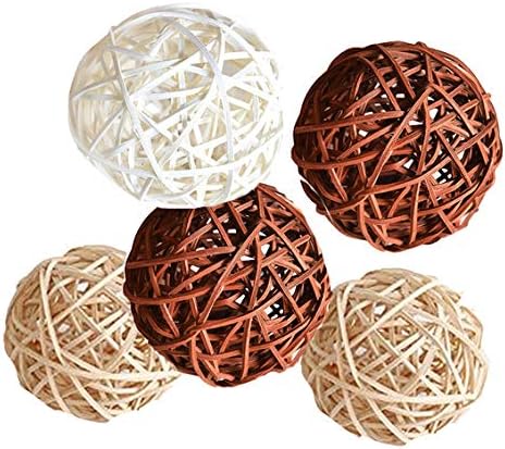 Kubert Wicker Rattan Decorative Balls 5pcs 4 Inch Brown