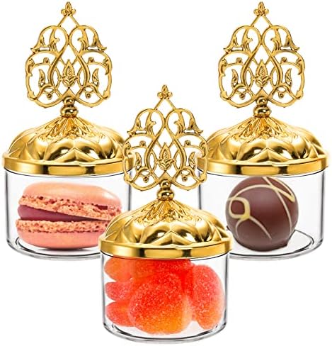 24 Pack Clear Candy Favor Boxes with Gold Lids