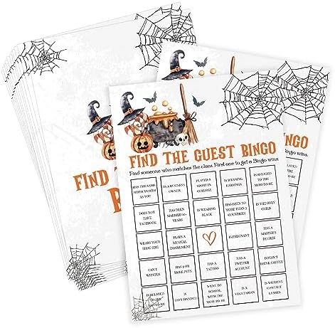 Tuyashua Halloween Guest Bingo Game Set of 30 Cards