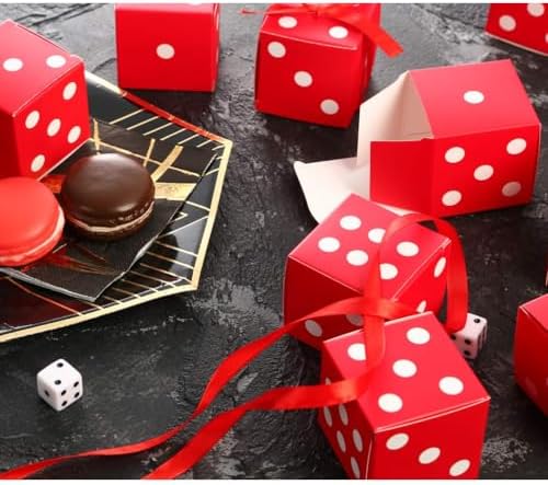 AWELL Red Dice Favor Box Set of 50 2x2x2 Inches Cube Shape