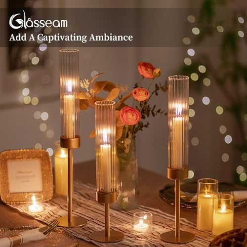 Glasseam Gold Taper Candle Holder Set of 3