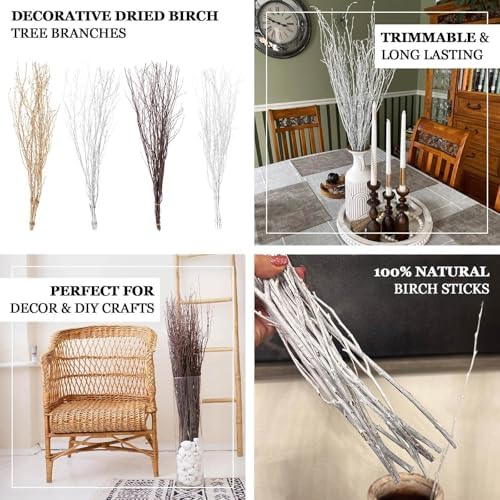 Efavormart 6 Pack Natural Birch Tree Branches Vase Fillers