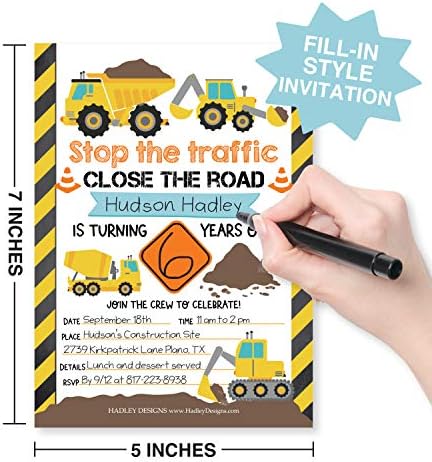 Hadley Designs Construction Birthday Invitations Set of 25