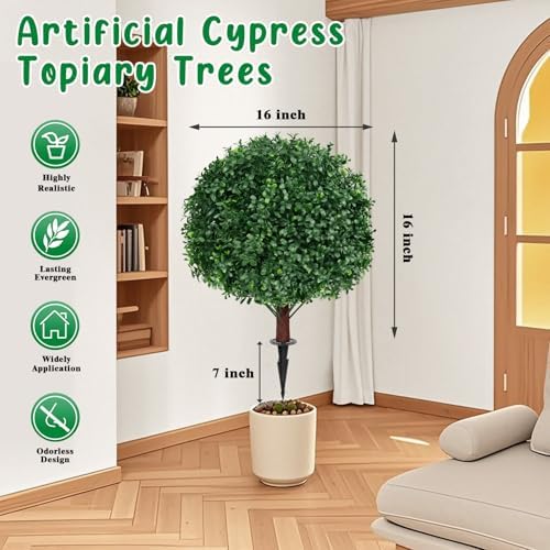 Grooy Artificial Boxwood Topiary Ball Tree Set of 2