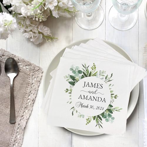 Luxury Personalized Napkins For Wedding Custom Printed Couple Name Paper
