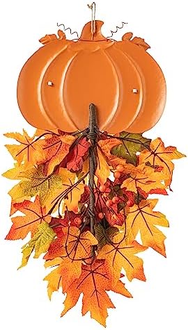 Glitzhome 225 Inch Fall Metal Pumpkin Sunflower Wall Decor