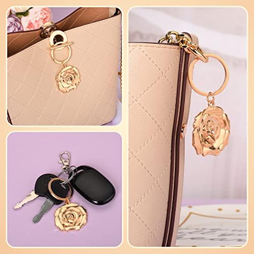 24 Gold Rose Keychains for Wedding Party Favors