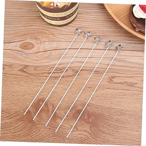 MAGICLULU 50 Pcs Five Pointed Star Cake Inserts Silver Toppers
