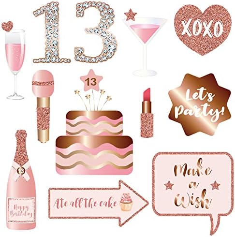 Rose Gold 13th Birthday Photo Booth Props Kit