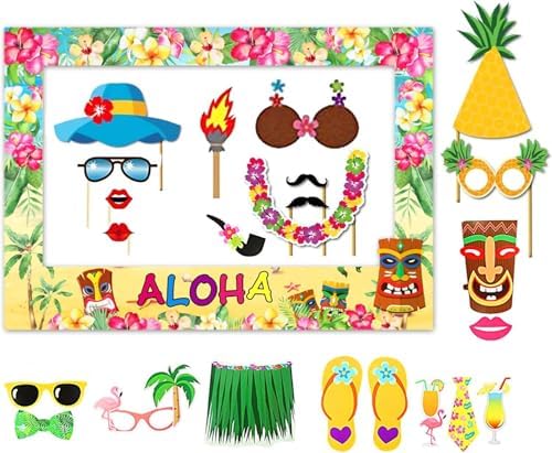 Hawaiian Luau Photo Booth Props Set 24 Pieces