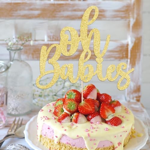 Gold Glitter Oh Babies Cake Topper for Twins