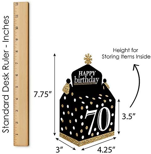 Big Dot of Happiness 70th Birthday Gold Treat Boxes Set of 12