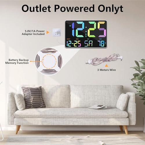 Amgico RGB Digital Alarm Clock with Snooze and Temperature Display
