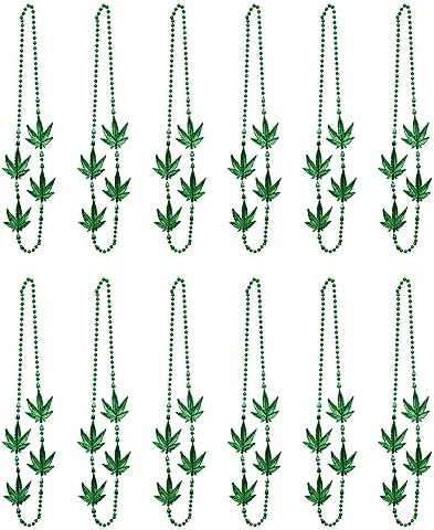 Beistle 12 Piece Green Plastic Beaded Necklaces 70s Party