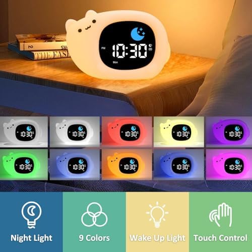 Kids Alarm Clock with Night Light and White Noise