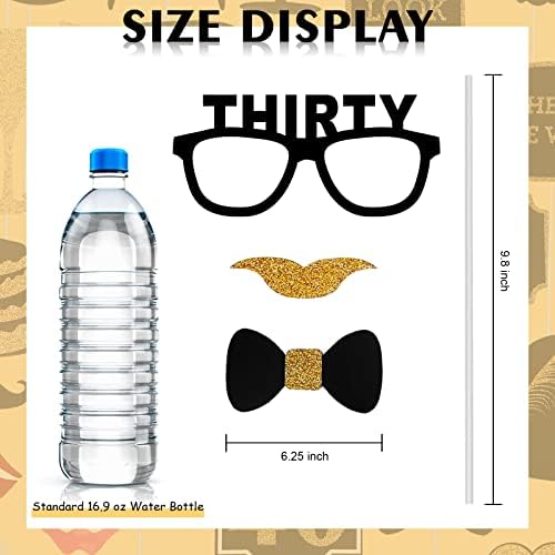 30th Birthday Photo Booth Props 41Pcs Gold Red Decorations