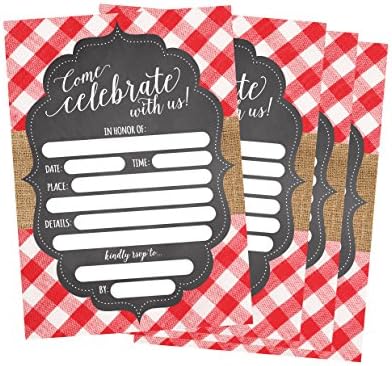 Hadley Designs 50 BBQ Party Invitations for Kids and Adults