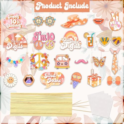 Boho Groovy 10th Birthday Photo Booth Props