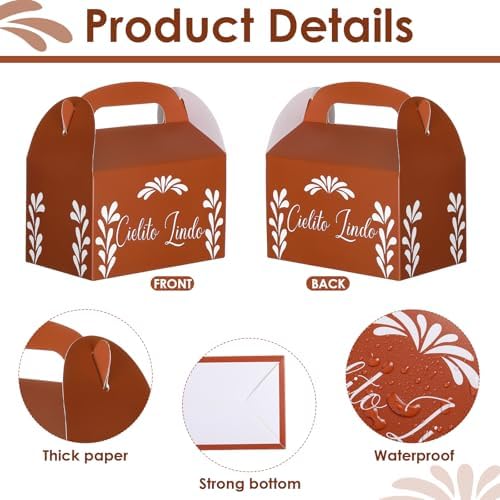 Honoson 24 Pcs Mexican Party Favor Boxes with Traditional Designs
