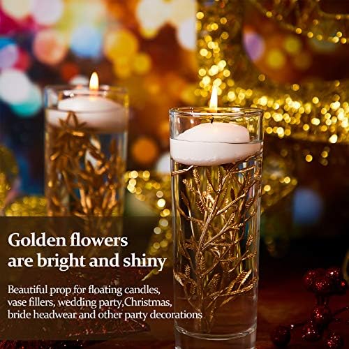50 Pieces Gold Faux Flowers for Floating Candles and Centerpieces