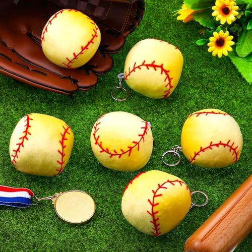 12 Pcs Plush Softball Keychains 43 Inch Team Spirit Keyrings