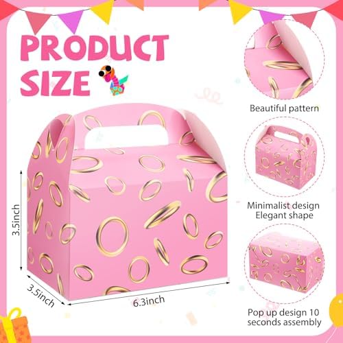 Marspark 24 Pack Pink Gold Ring Party Favor Boxes