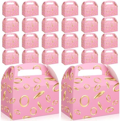 Marspark 24 Pack Pink Gold Ring Party Favor Boxes