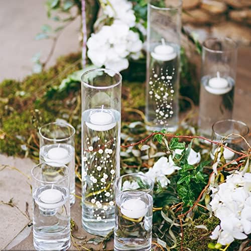 White Vase Filler for Floating Candles 94ft Faux Pearl Beads Strings