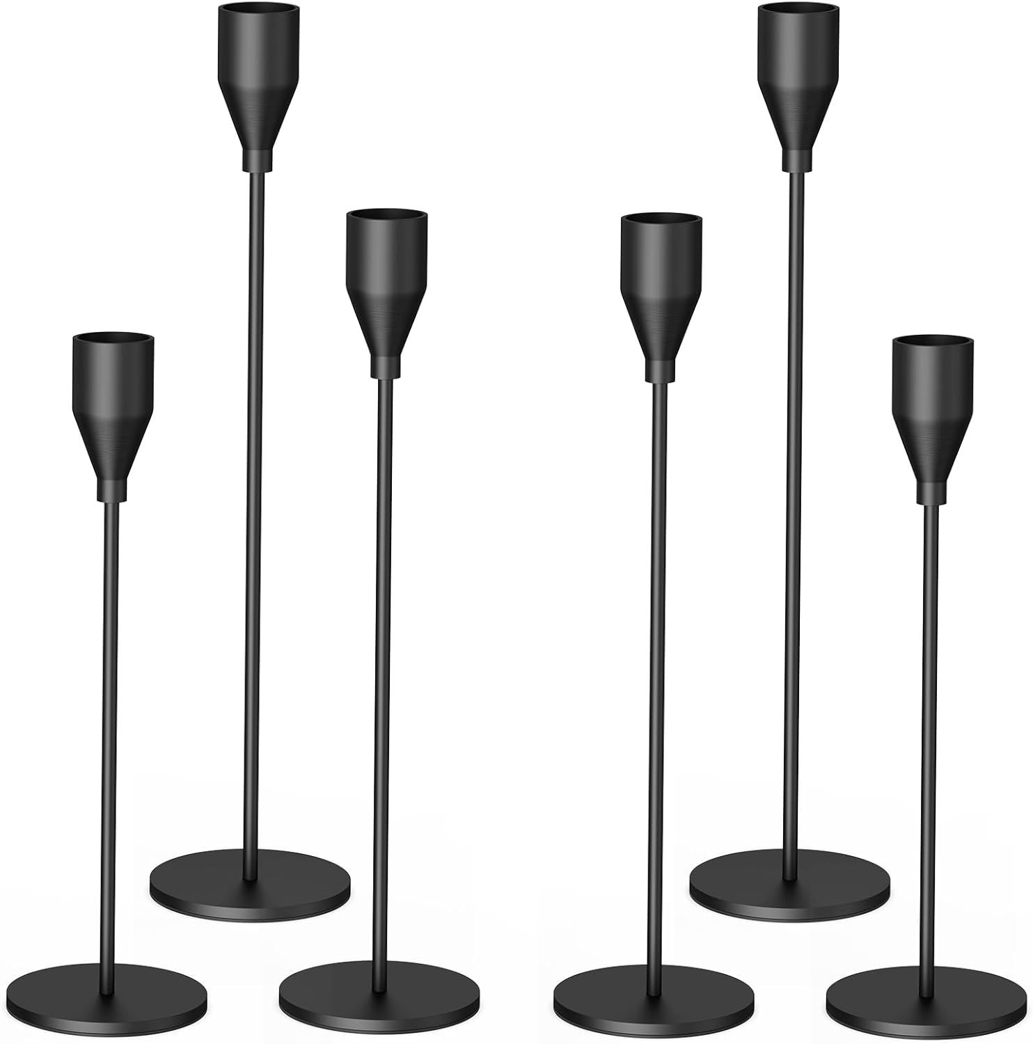 Matte Black Candlestick Holders Set of 6