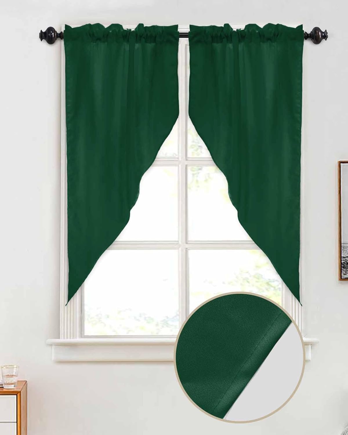 Swag Valance Set - Modern Hunter Green Olive Green Window Curtains