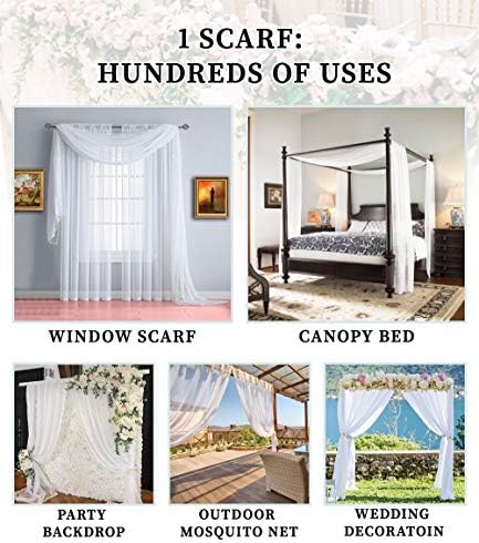 Warm Home Designs 24 Feet Beige Sheer Window Scarf