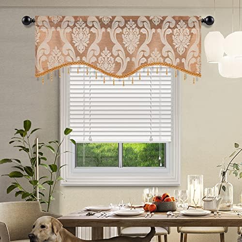 NAPEARL Scalloped Valance Curtains for Living Room and Kitchen Windows