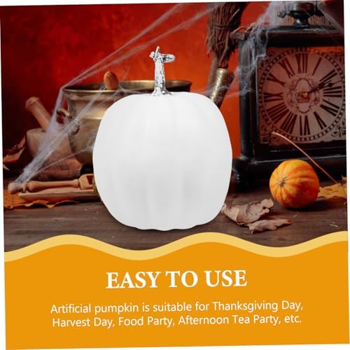 PRETYZOOM Artificial White Pumpkin Decoration for Halloween and Autumn